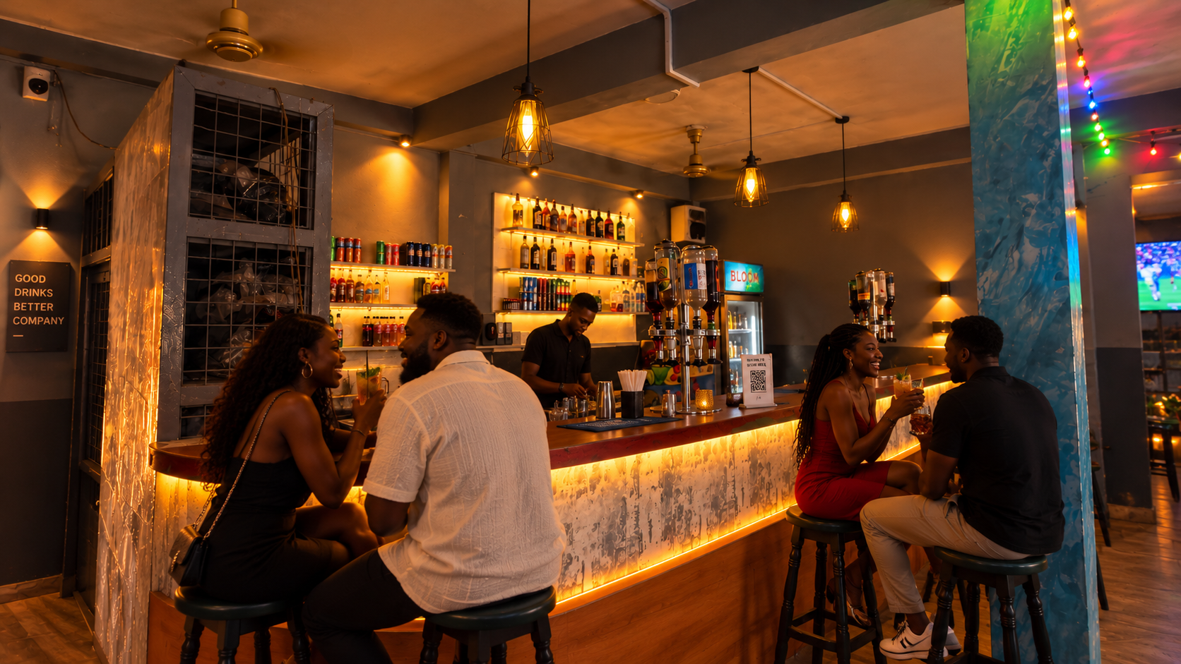 Guests connecting at the KUM Hotel bar